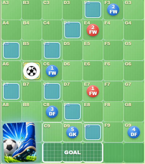ブラウザサッカー将棋のプレイ盤面